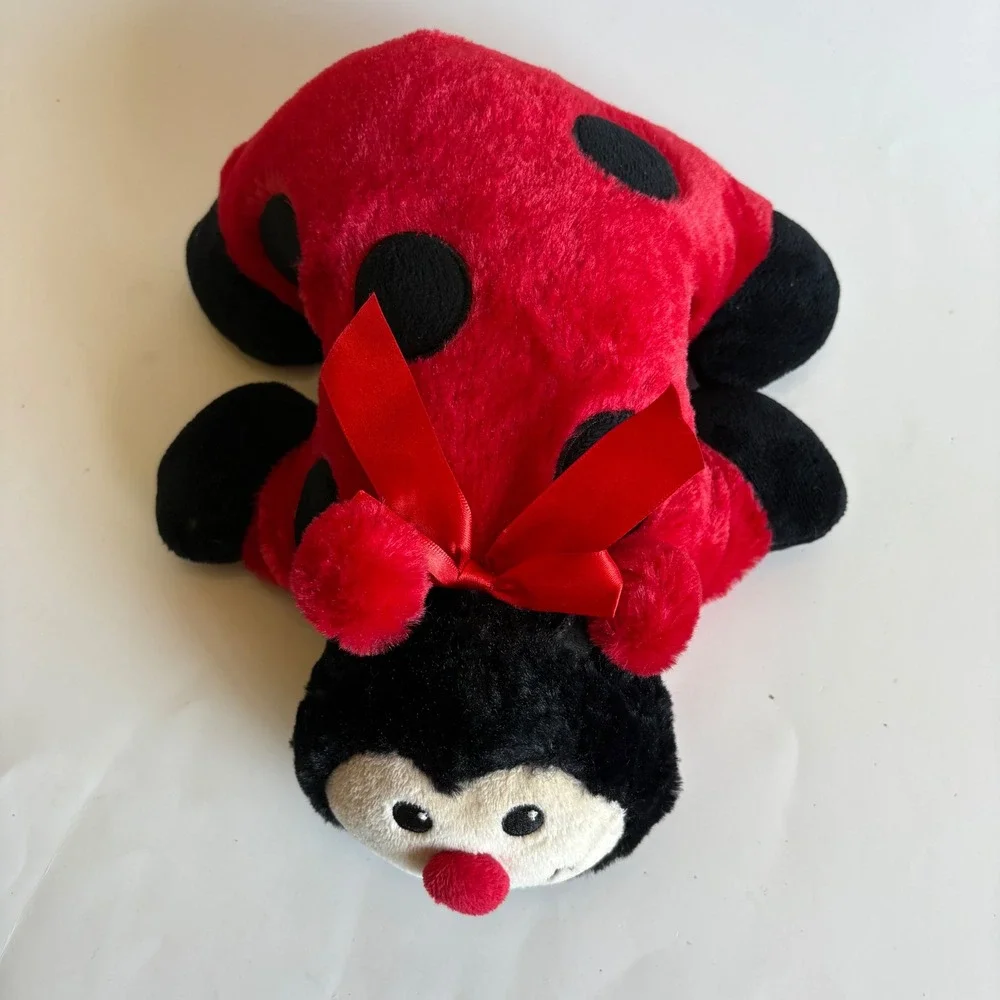 Pillow Pets Ladybug Plush Stuffed Animal Red Black Spotted Folding Pillow 13